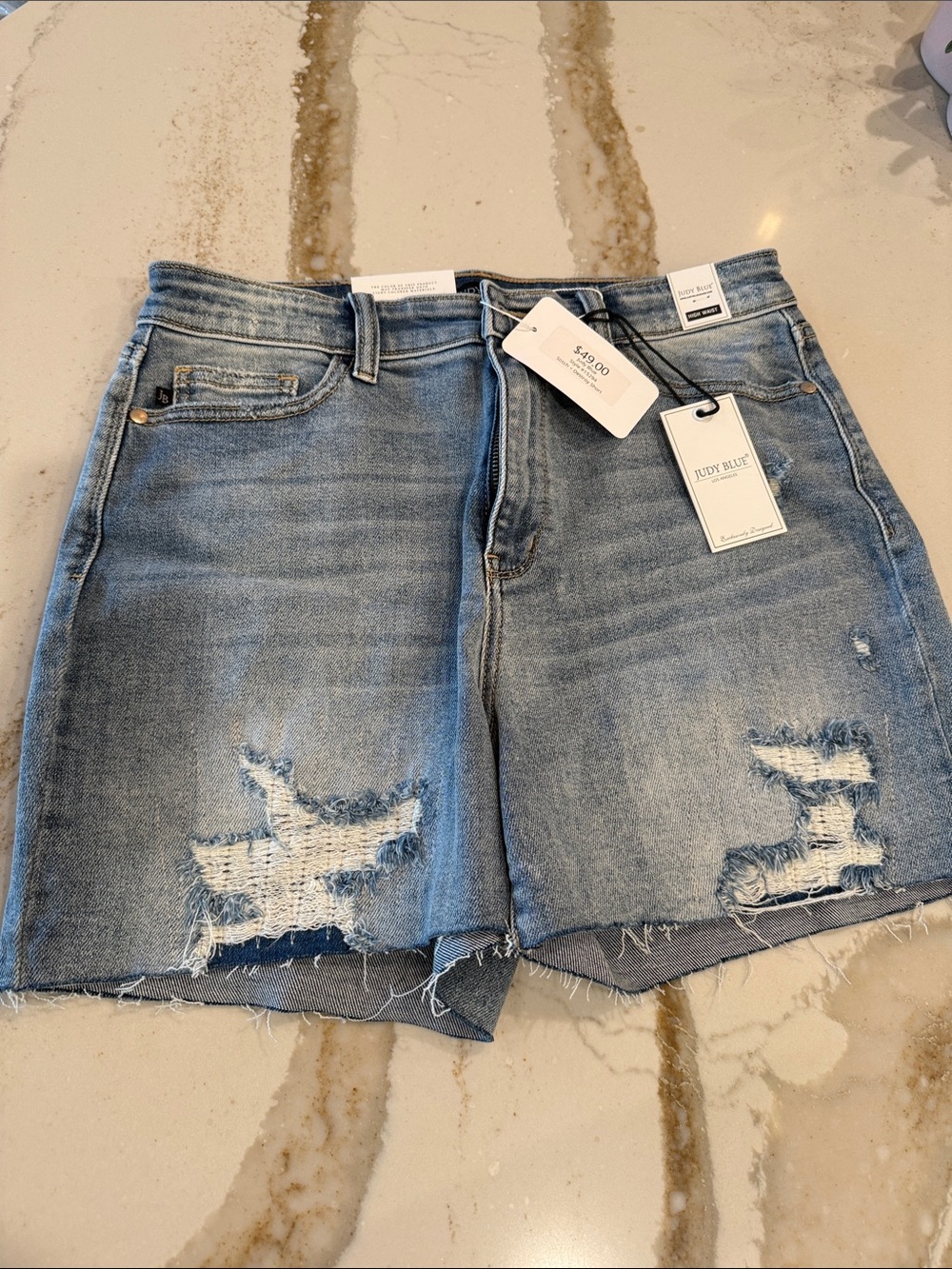 Judy Blue Light Wash Distressed Denim Shorts